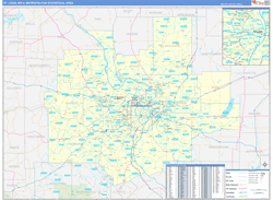 St. Louis Metro Area Wall Map Basic Style 2024